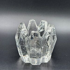 Rare Kosta Boda Glass Ice Crystal Candle Votive Holder MCM Vintage Orrefores